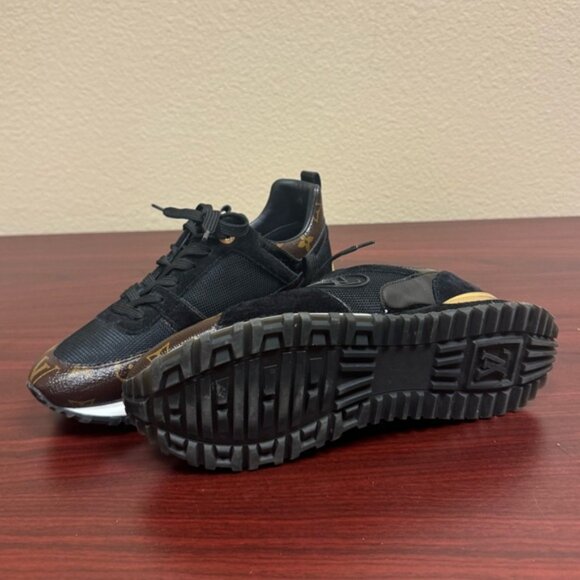 Louis Vuitton Brown/Black Monogram Canvas and Suede Run Away Sneakers - Picture 4 of 5
